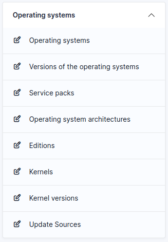 Screen of titles definition for operating systems
